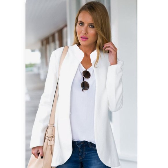 Vintage Jackets & Blazers - Classic Vintage White Blazer Size 8